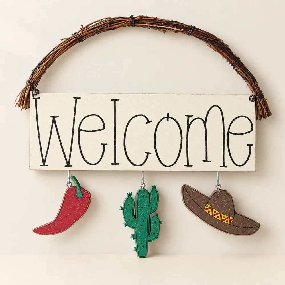 Monthly Welcome Sign (Cinco De Mayo) — handmade wooden decor, photo 1