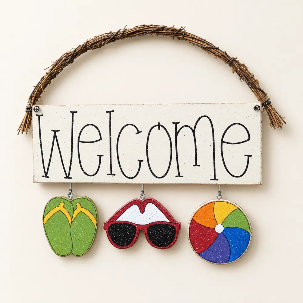 Monthly Welcome Sign (Summer Set) — handmade wooden decor, photo 1