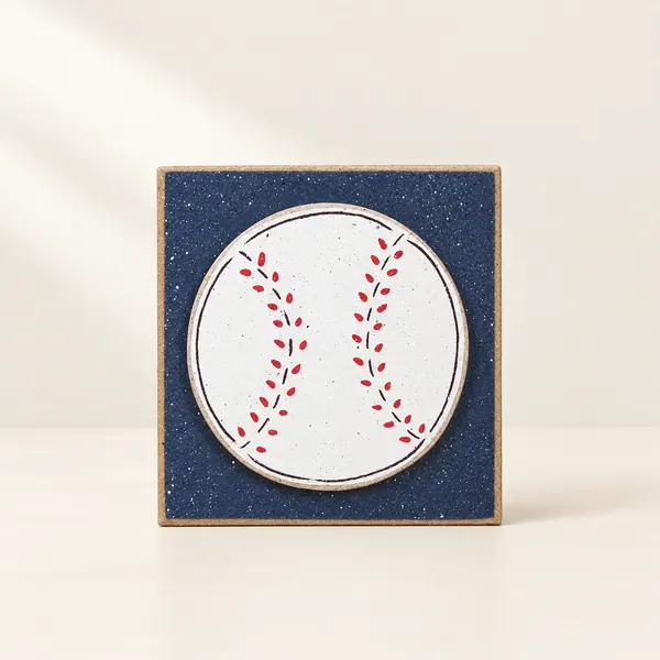Navy Baseball Block, Boy Room Decor, Man Cave Decor