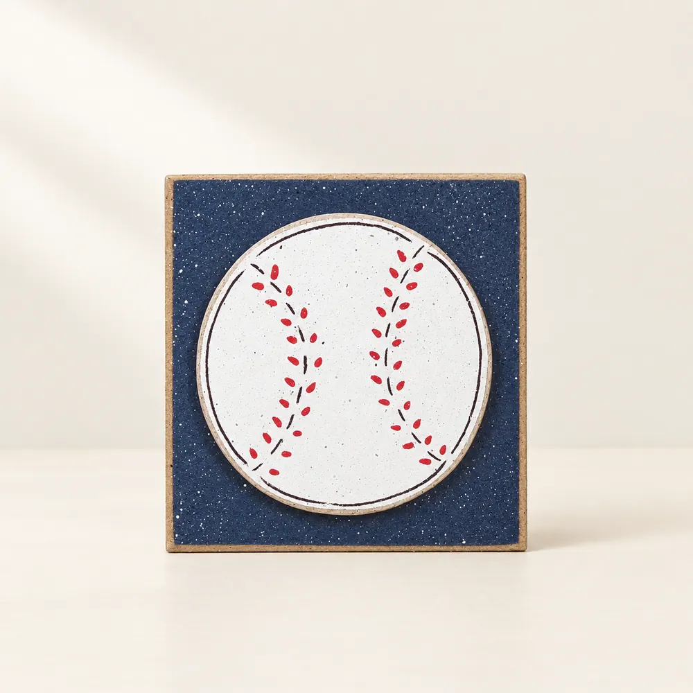 Navy Baseball Block, Boy Room Decor, Man Cave Decor — handmade wooden decor, photo 1