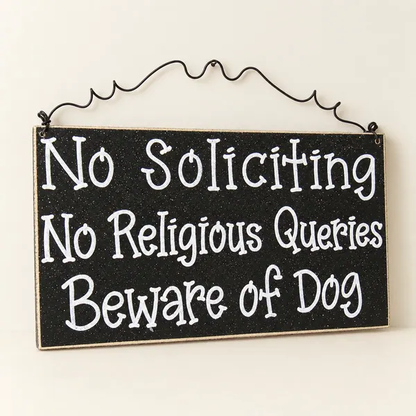No Soliciting Beware of Dog Sign – Handcrafted Home & Office Decor
