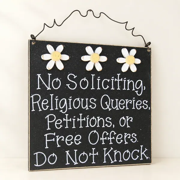 No Soliciting Daisy Sign – Do Not Knock, Handcrafted