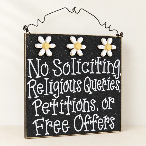 No Soliciting Daisy Sign – Handcrafted Home Decor