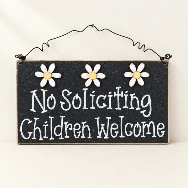 No Soliciting Sign: Children Welcome, Handmade Daisy Decor