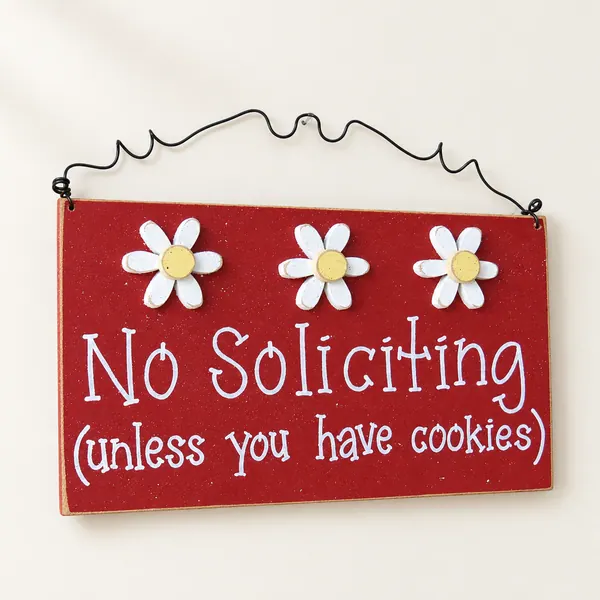No Soliciting Sign – Red Daisy Decor, Funny Door Sign