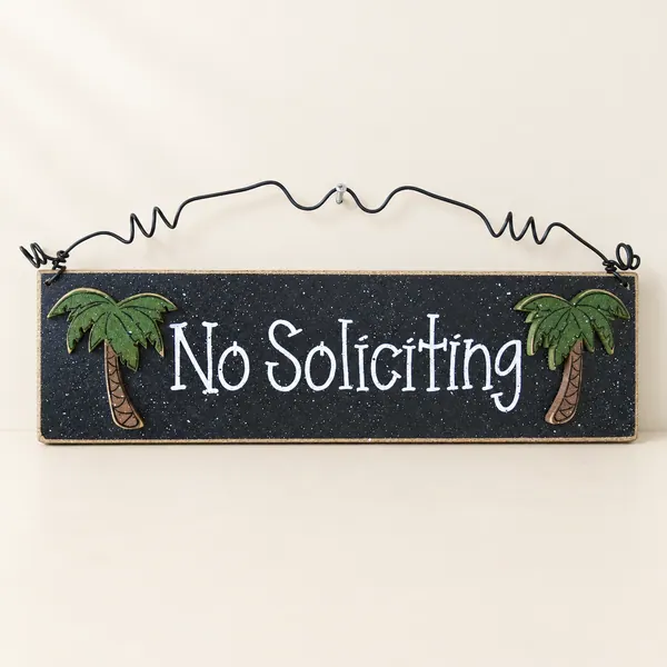 Palm Tree No Soliciting Sign – Handcrafted Home Decor