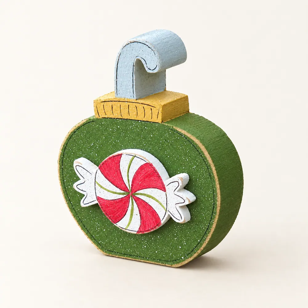 Peppermint Candy Ornament Block — handmade wooden decor, photo 1