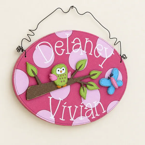 Personalized Name Sign, Owl, Butterfly, Nursery Decor