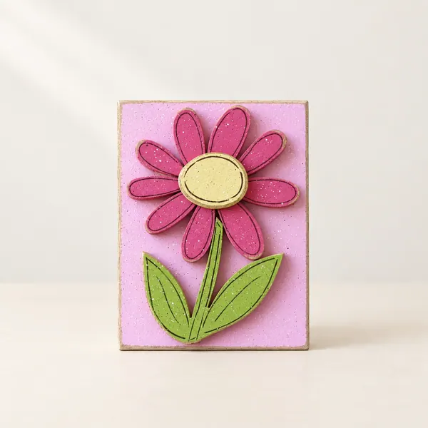 Pink Block with Hot pink Daisy