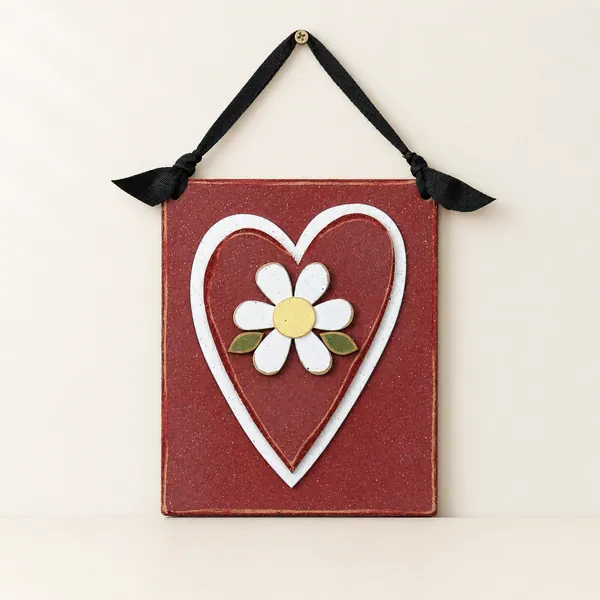 Red Hanging Heart with a Daisy