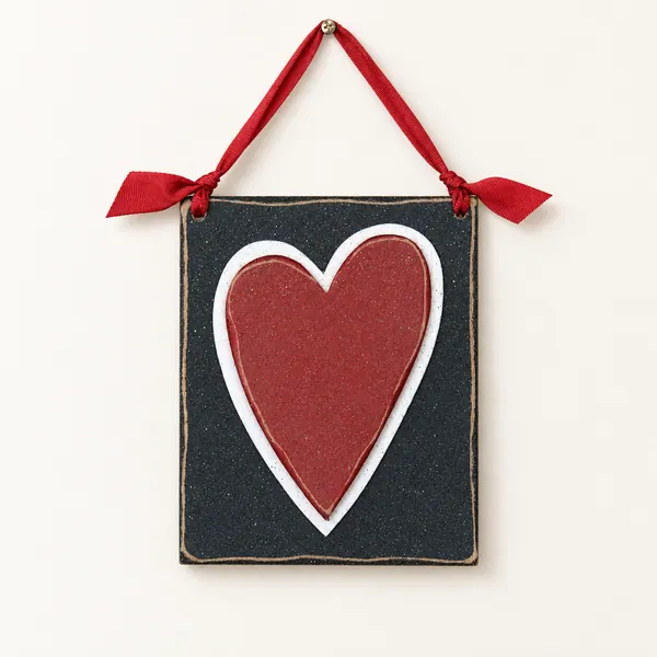 Red Hanging Heart with Black Backer