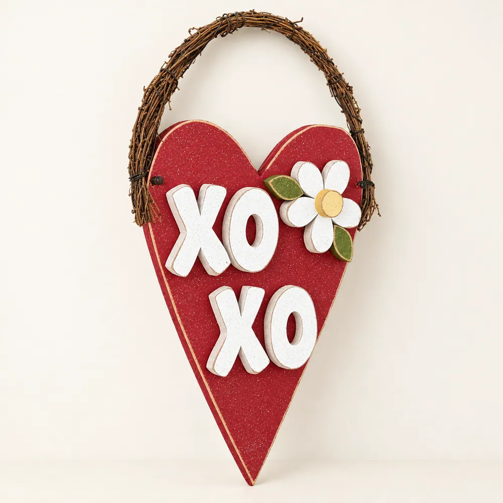 Red Hanging Heart xoxo — handmade wooden decor, photo 1