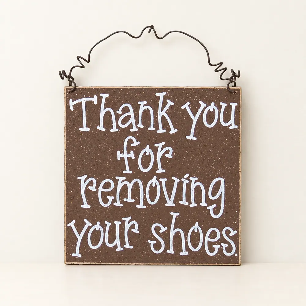 Remove Your Shoes Sign – Brown Home Decor, Handcrafted USA — handmade wooden decor, photo 1