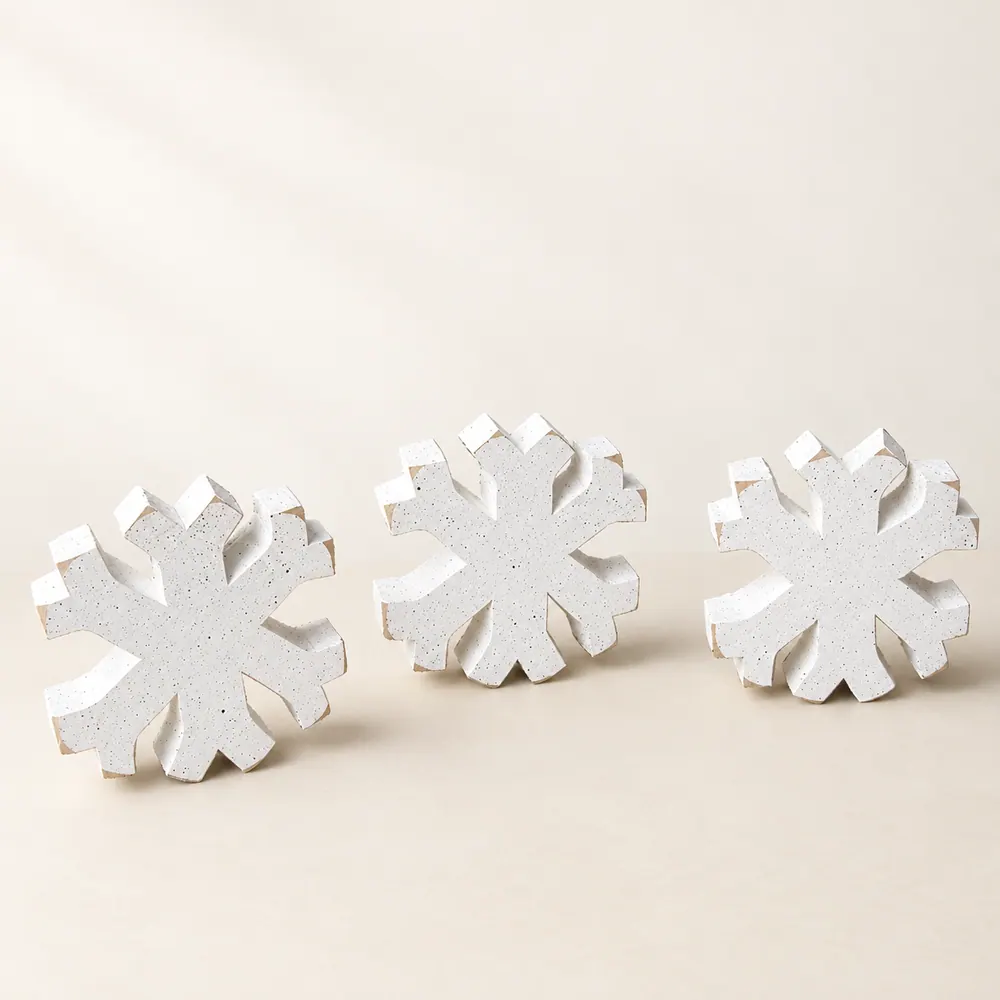 Set of 3 Snowflake Blocks — handmade wooden decor, photo 1