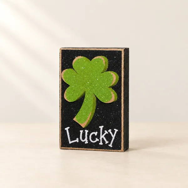 Small Black Lucky Block Wtih Clover