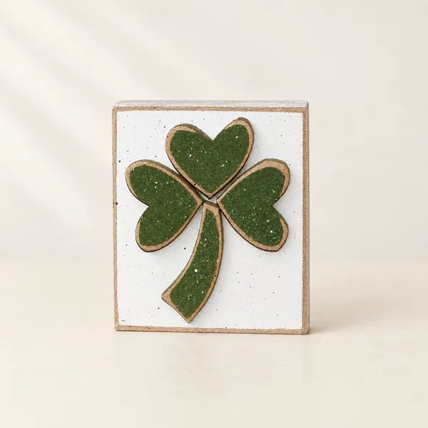 Small White Block with Clover
