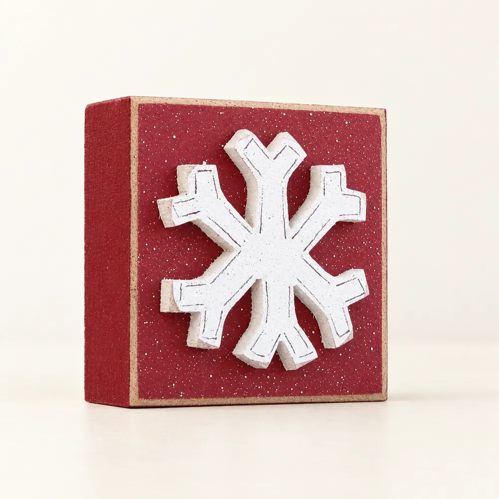 Snowflake block – Style 1 — handmade wooden decor, photo 1
