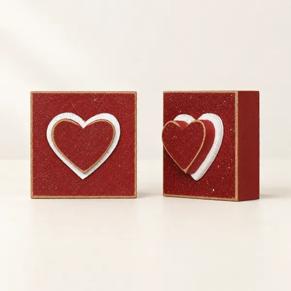 Square Block with red Heart