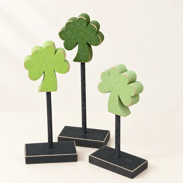 Standing Clover Block Set, St Patricks Day Tiered Tray Decor