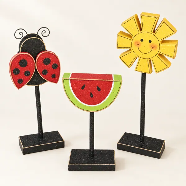 Summer Block Set, Sunshine, Ladybug, Watermelon, USA Made