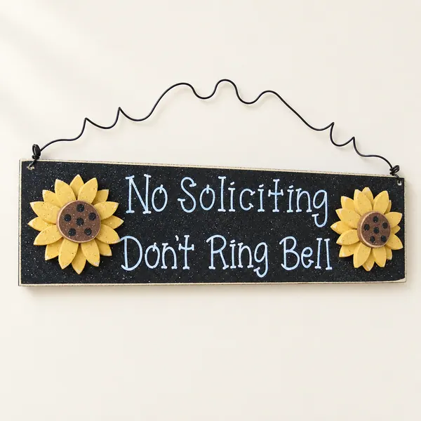 Sunflower No Soliciting Sign - Black Home Decor, Don't Ring Bell