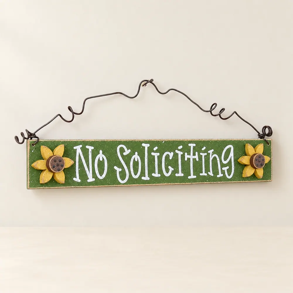 Sunflower No Soliciting Sign – Hand Crafted Home Decor — handmade wooden decor, photo 1