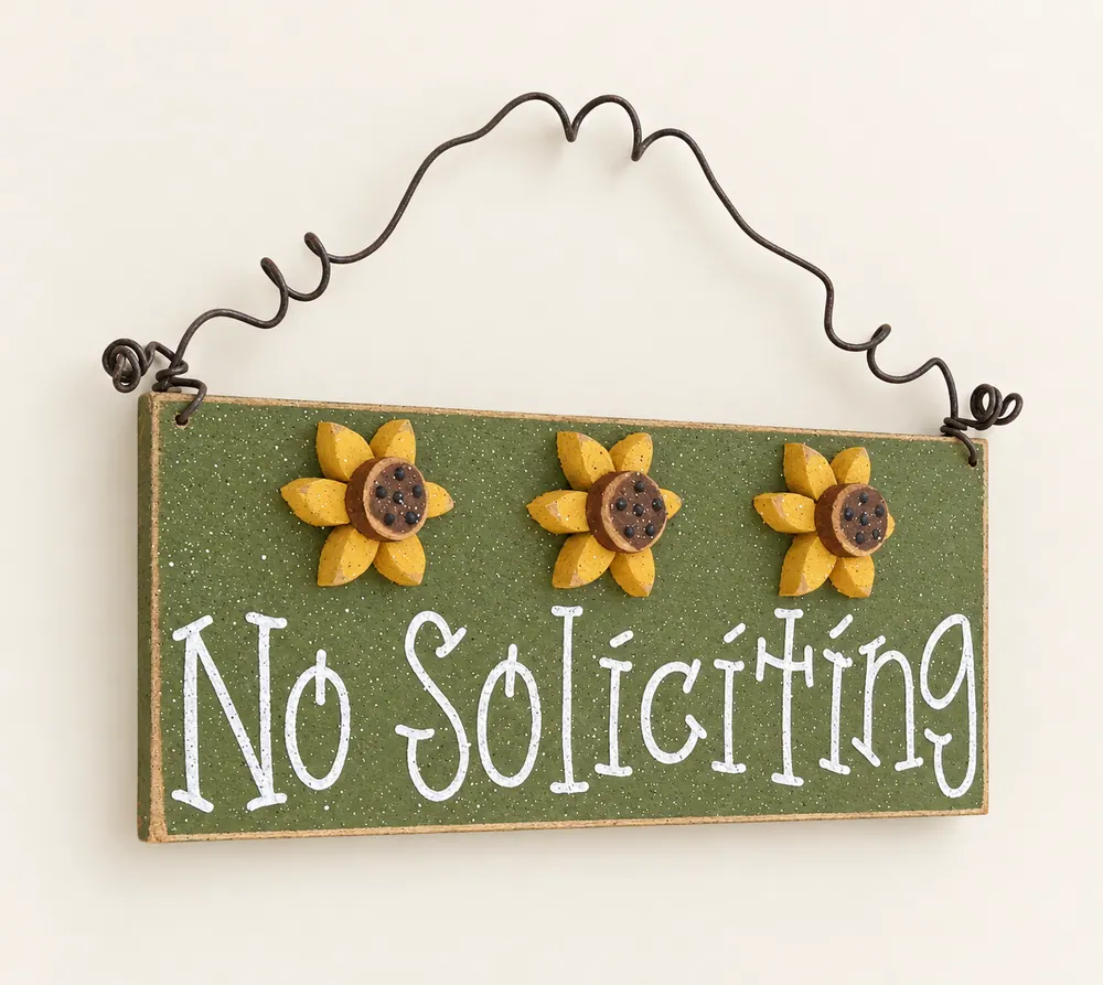 Sunflower No Soliciting Sign – Handcrafted Home Decor – Style 2 — handmade wooden decor, photo 1