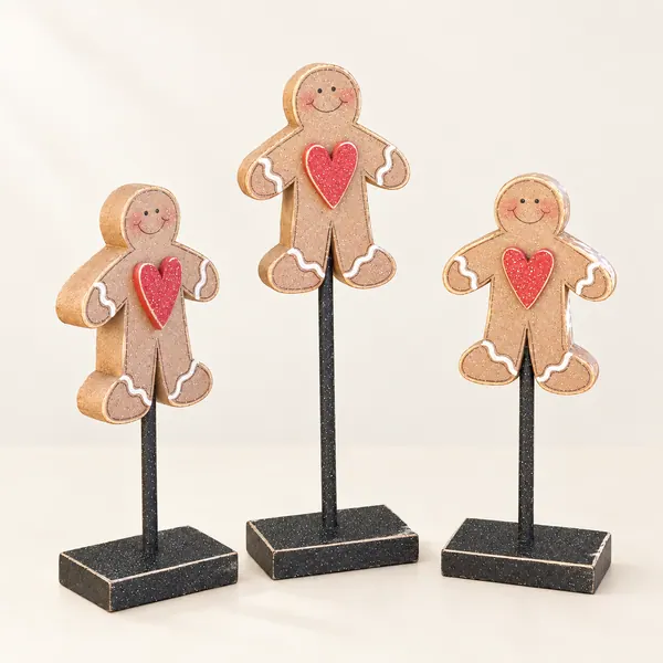 Tall Standing Gingerbread Man Set, Christmas Tiered Tray Decor