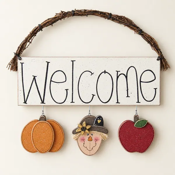 Welcome sign (Pumpkin, Scarecrow, Apple)