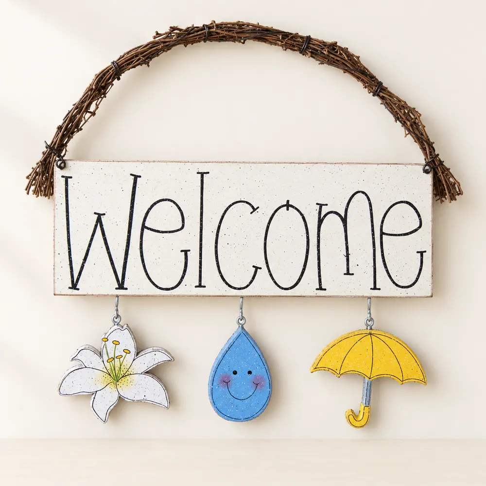 Welcome sign (Spring Themed) — handmade wooden decor, photo 1