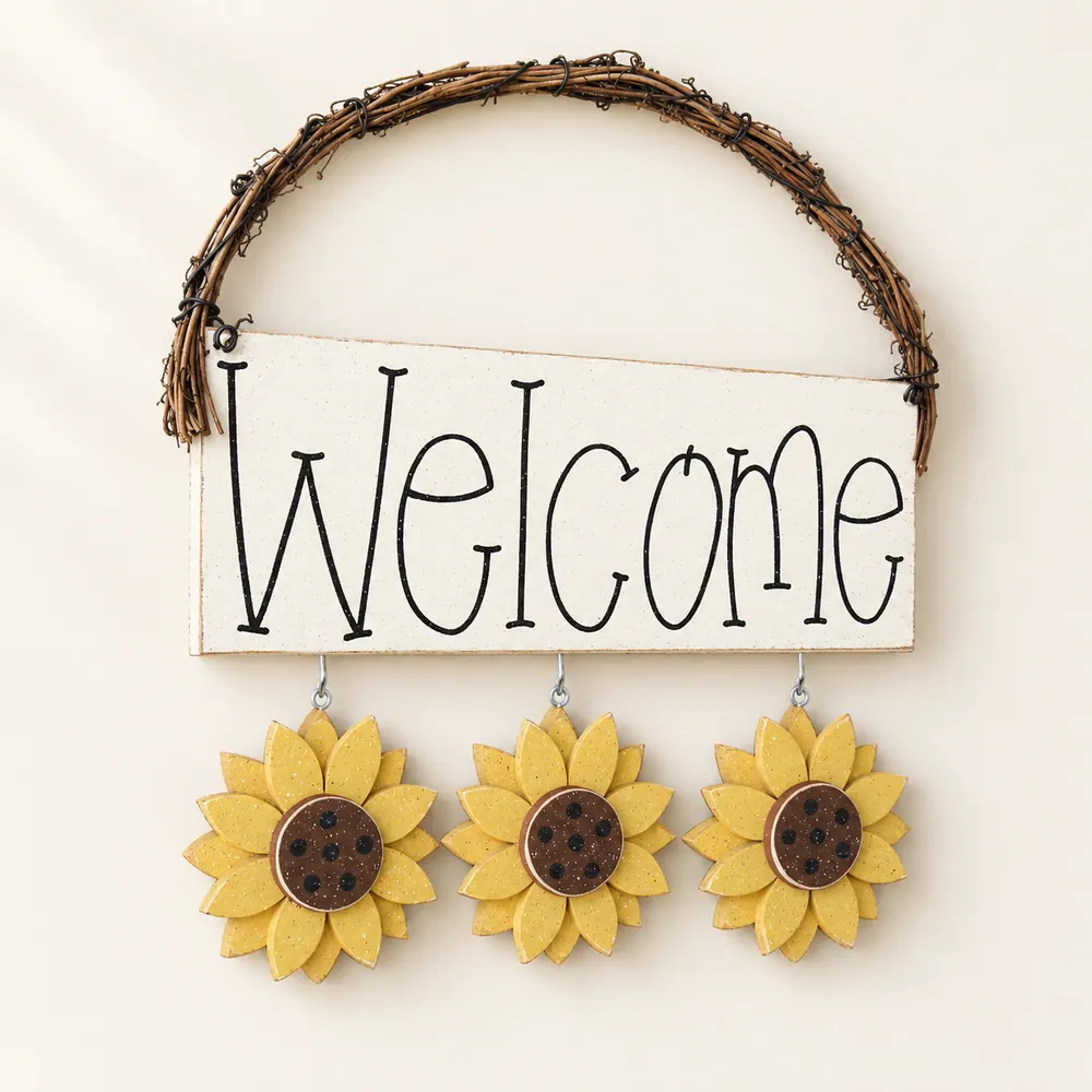 Welcome Sign (Sunflowers) — handmade wooden decor, photo 1